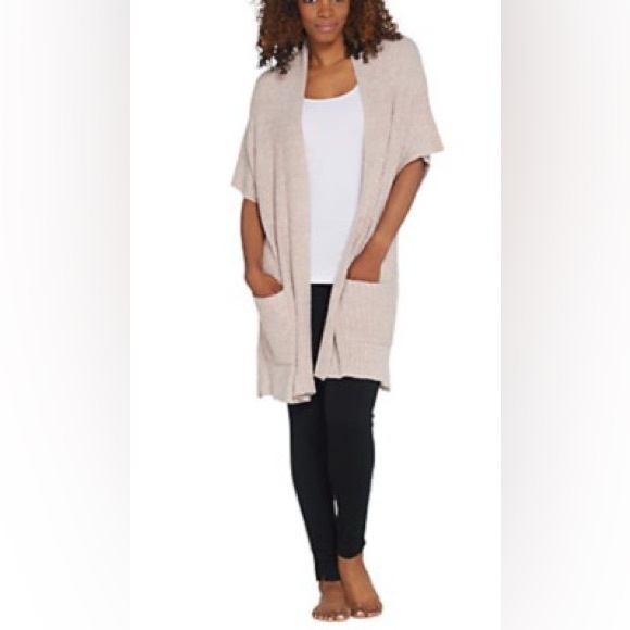 Barefoot Dreams CozyChic Lite Ribbed Kimono Cardigan Sweater - Vintage Rose Pink - Picture 1 of 5